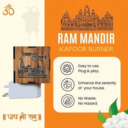 3-in-1 Ayodhya Ram Mandir Aroma (Kapur) Burner & Night Lamp - Sacred Home Decor - noQMall