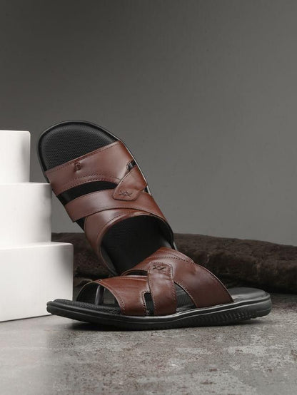 Men Cloud Nine Brown Leather Slippers - noQMall