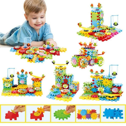 Battery Operated 81pcs Rotating Building Blocks with Gears for STEM Learning - noQMall