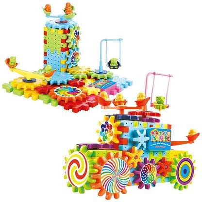 Battery Operated 81pcs Rotating Building Blocks with Gears for STEM Learning - noQMall