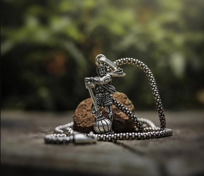 Hanumanji With Gada Silver Pendant Chain - noQMall