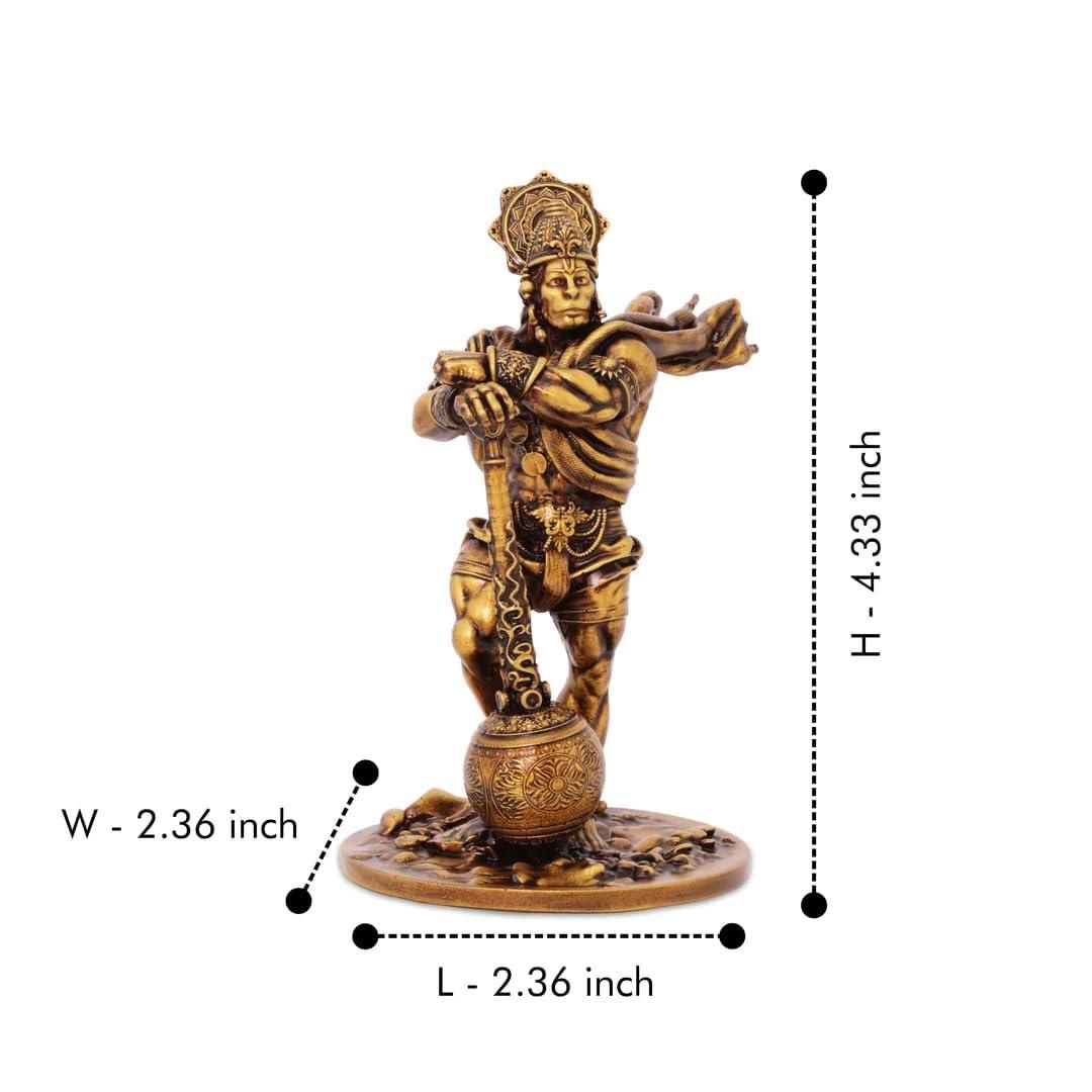 Premium Bahubali Hanuman Idol | Antique Marble Hanuman Statue for Car Dashboard, Desk, & Home Decor - noQMall