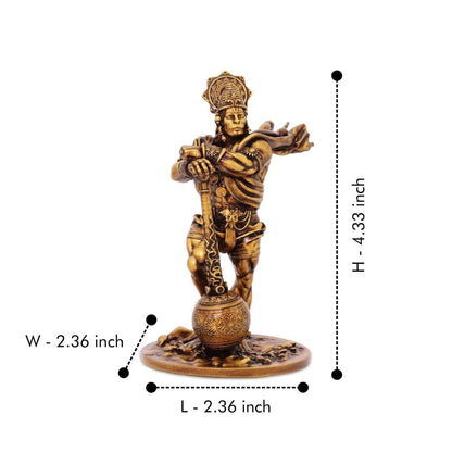 Premium Bahubali Hanuman Idol | Antique Marble Hanuman Statue for Car Dashboard, Desk, & Home Decor - noQMall