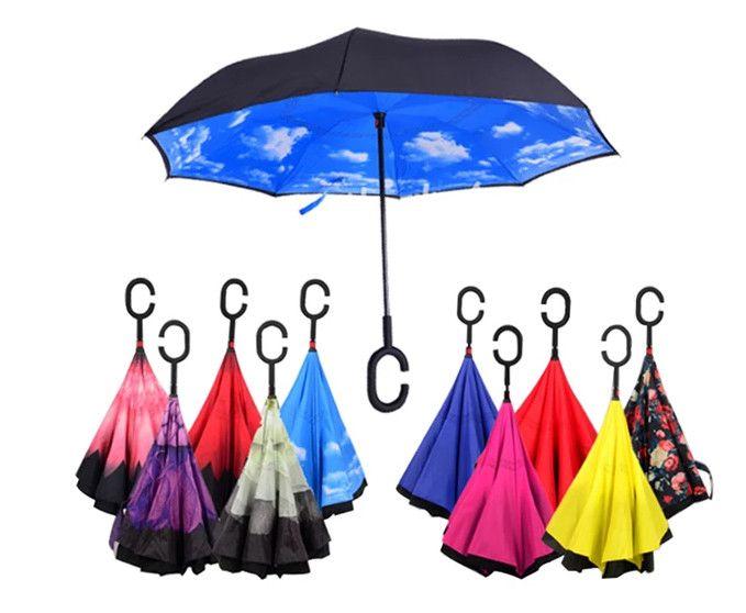 Double Layer Strong waterproof Umbrella with C- Shape Handle - noQMall