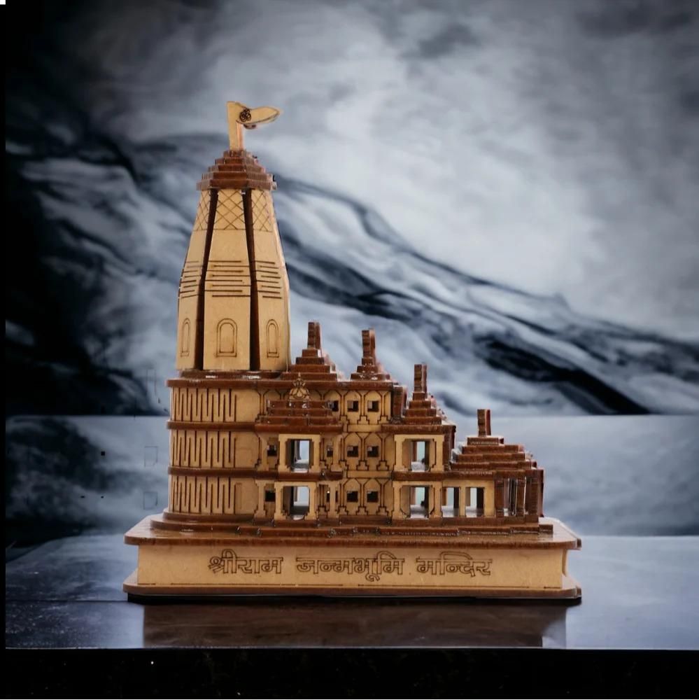 Handcrafted Wooden Ram Mandir Temple | Decorative Showpiece & Gift - noQMall