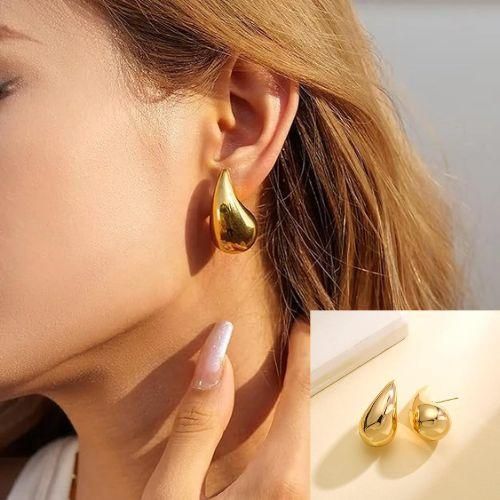 Sparkle Your Way Bottega Inspired Celebrity Style Teardrop Gold Earrings For Girls And Women - noQMall