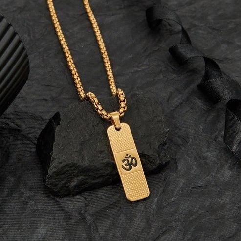 Genuine OM Necklace for Men with Premium 24K Gold plating. - noQMall