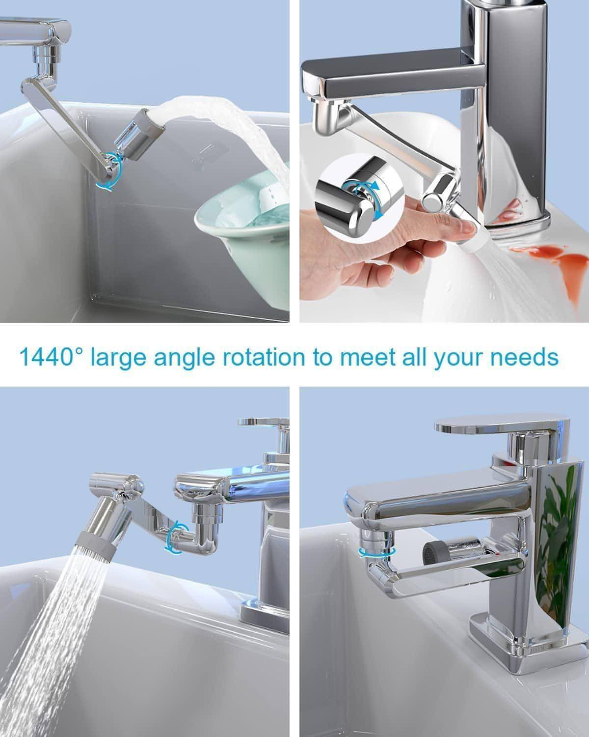 Rotating Faucet Extender Aerator, Universal Splash Filter Faucet, Large Angle Rotating Splash Filter Faucet Extender Aerator  with 2 Water Outlet Modes, Sink Sprayer (All Plastic) - noQMall