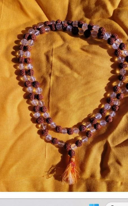 Natural Sphatic Rudraksha Mala - noQMall