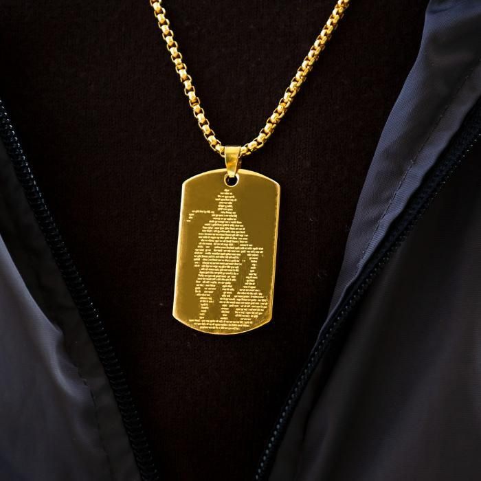 Golden Hanuman Chalisa Pendant with Chain for Men | Divine Strength