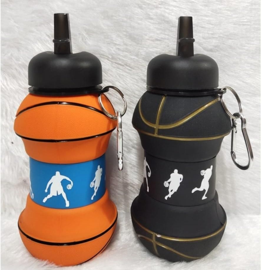 Kids Sports Water Bottle Collapsible Basketball Ball Shaped Design - noQMall