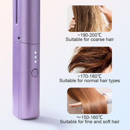 Meneflix Portable Mini Hair Straightener Cordless Rechargeable Mini Adjustable Hair Straightener Hot Comb - noQMall