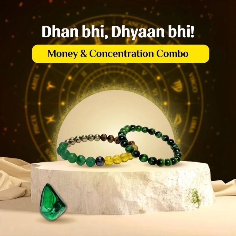 Money & Concentration Bracelet | Wealth & Focus Crystal Energy - noQMall