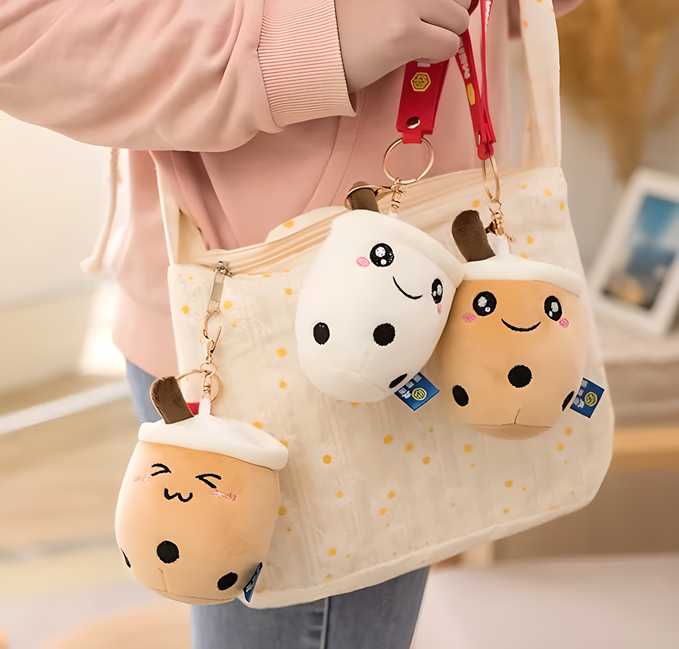 Cute Bubble Tea Plush Toy Pendant Keychain - noQMall