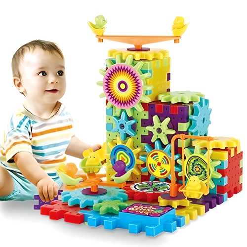 Battery Operated 81pcs Rotating Building Blocks with Gears for STEM Learning - noQMall