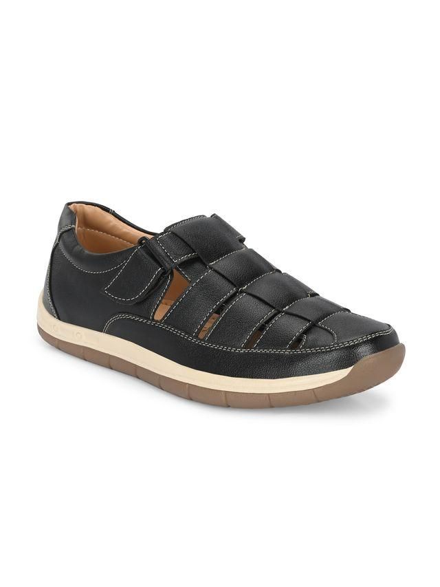 Mens Luxury Delight Black Leather Sandals - noQMall