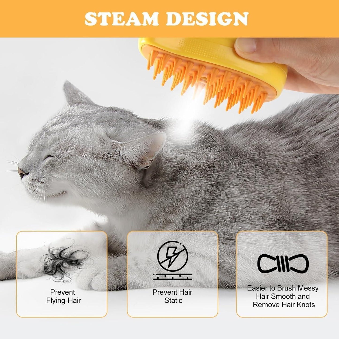 Steaming Pet Hairbrush - noQMall