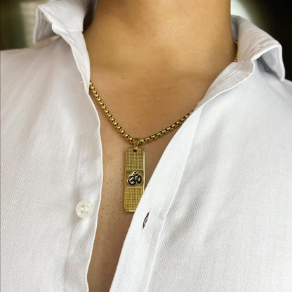 Genuine OM Necklace for Men with Premium 24K Gold plating. - noQMall