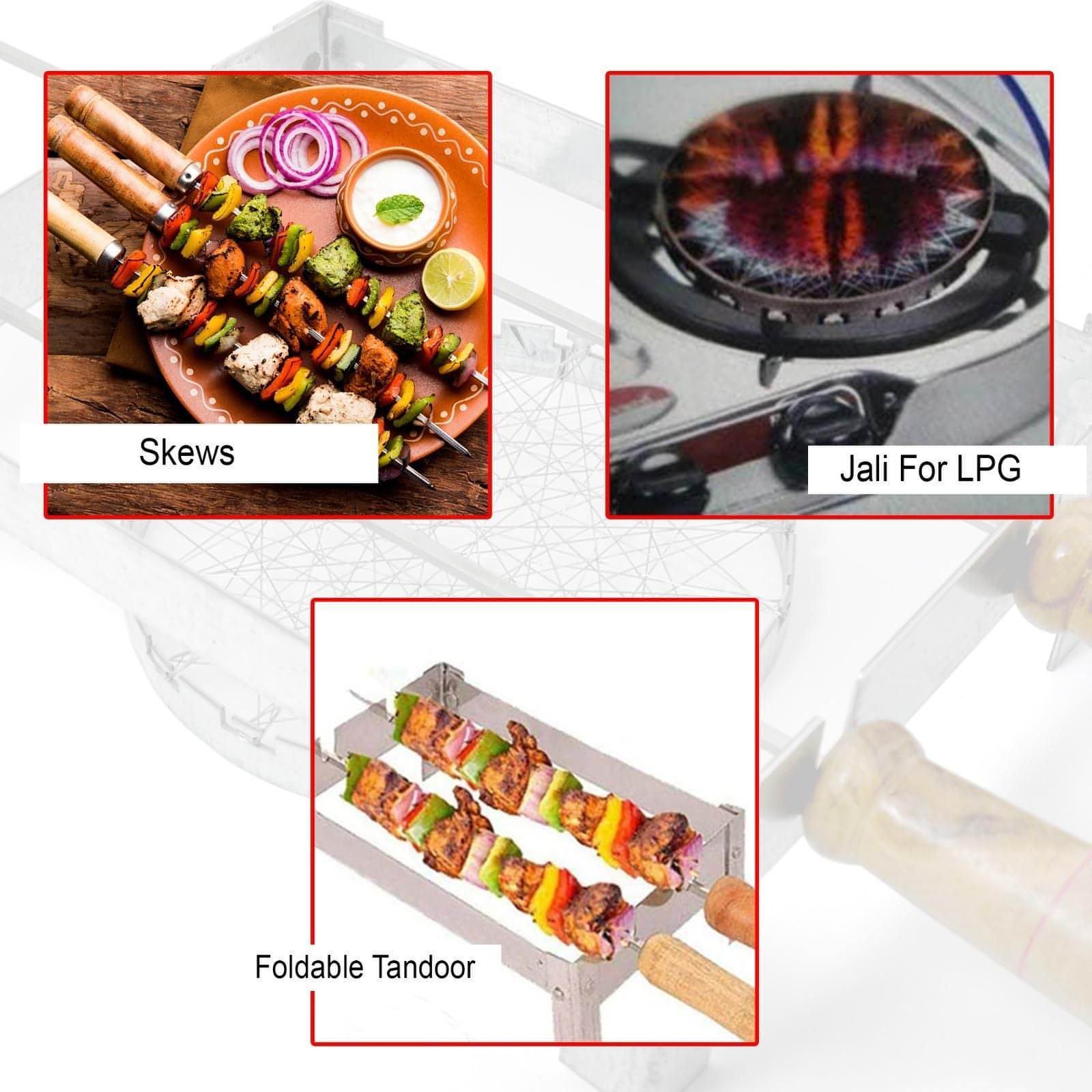 Barbeque Grill Stand with 2 Skewers & 1 Jali - noQMall