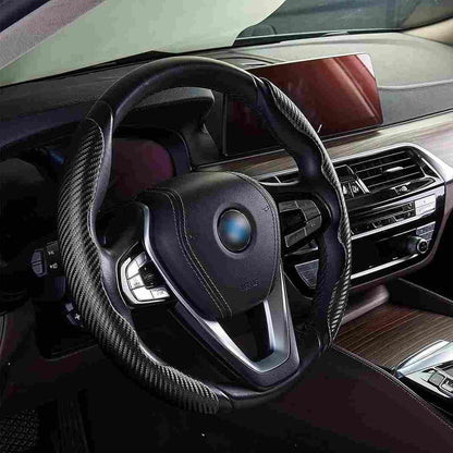 New Carbon Fiber ABS Texture Steering Wheel Grip Cover for Cars - noQMall