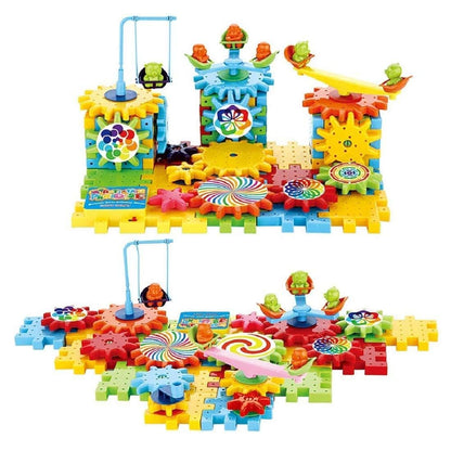 Battery Operated 81pcs Rotating Building Blocks with Gears for STEM Learning - noQMall