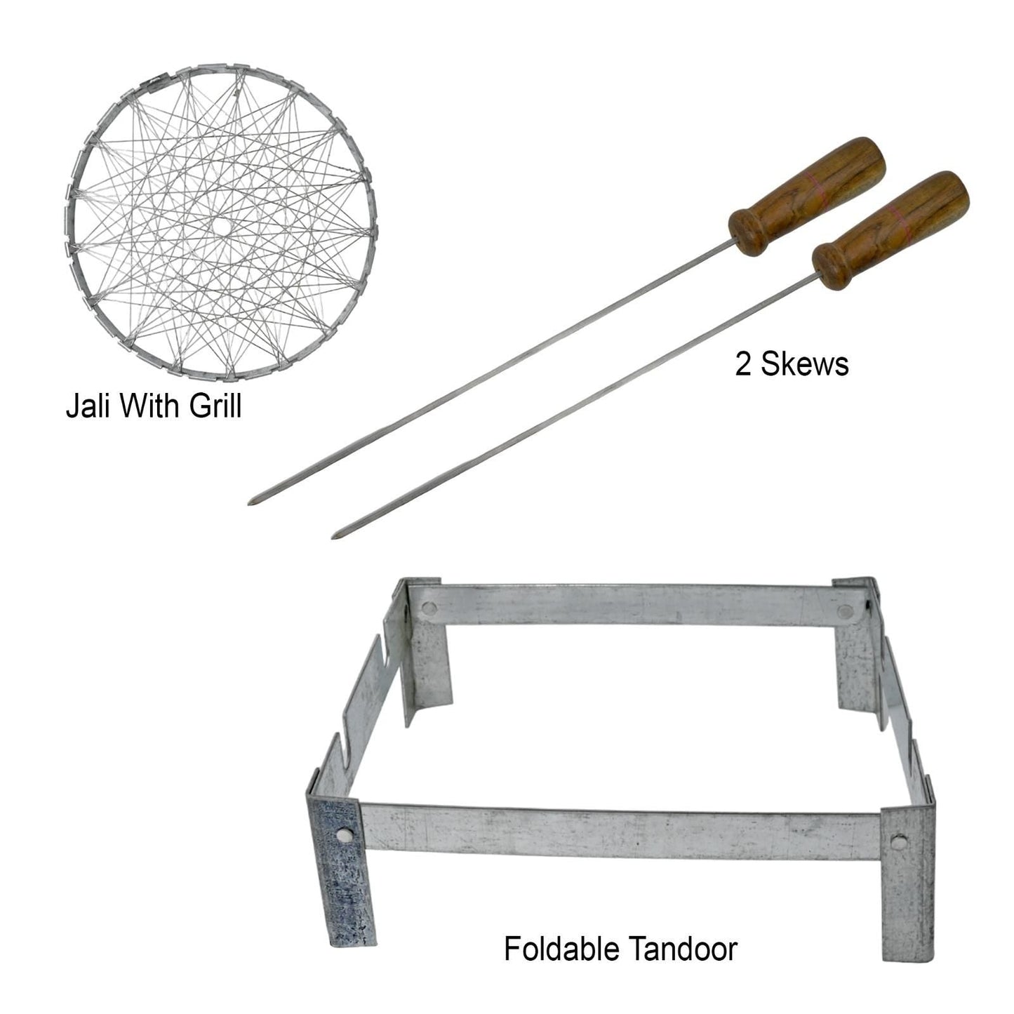 Barbeque Grill Stand with 2 Skewers & 1 Jali - noQMall