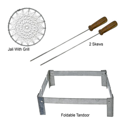 Barbeque Grill Stand with 2 Skewers & 1 Jali - noQMall