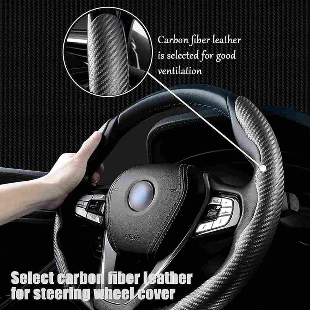 New Carbon Fiber ABS Texture Steering Wheel Grip Cover for Cars - noQMall