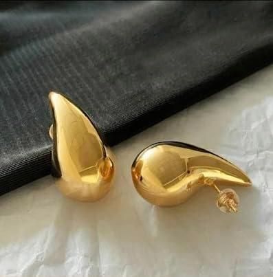 Sparkle Your Way Bottega Inspired Celebrity Style Teardrop Gold Earrings For Girls And Women - noQMall