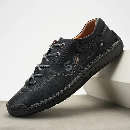 Men's Casual Leather Black Shoes Lightweight - noQMall