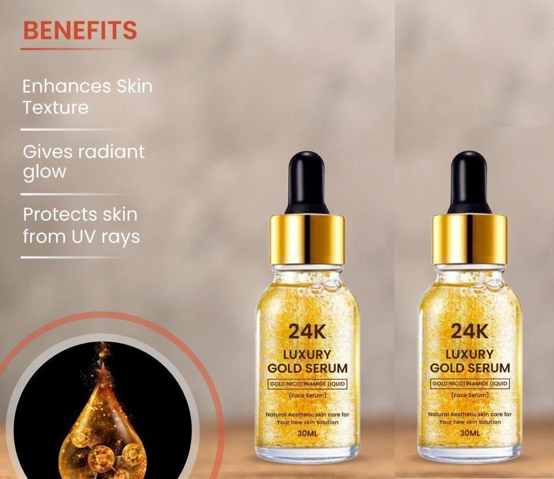 24K Gold Face Serum Pack of 2 (30ml Each) for All Skin Types - noQMall