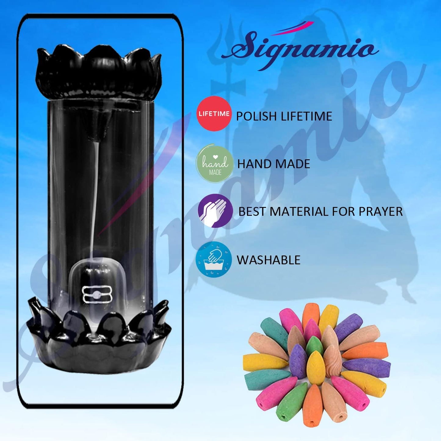 Shiva Smoke Fountain Incense Burner with Backflow Incense Holder - noQMall