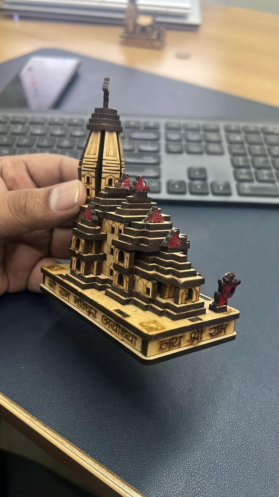 Handcrafted Wooden Ram Mandir Temple | Decorative Showpiece & Gift - noQMall