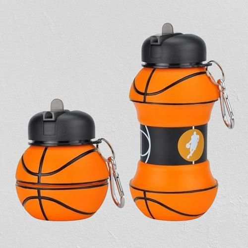 Kids Sports Water Bottle Collapsible Basketball Ball Shaped Design - noQMall