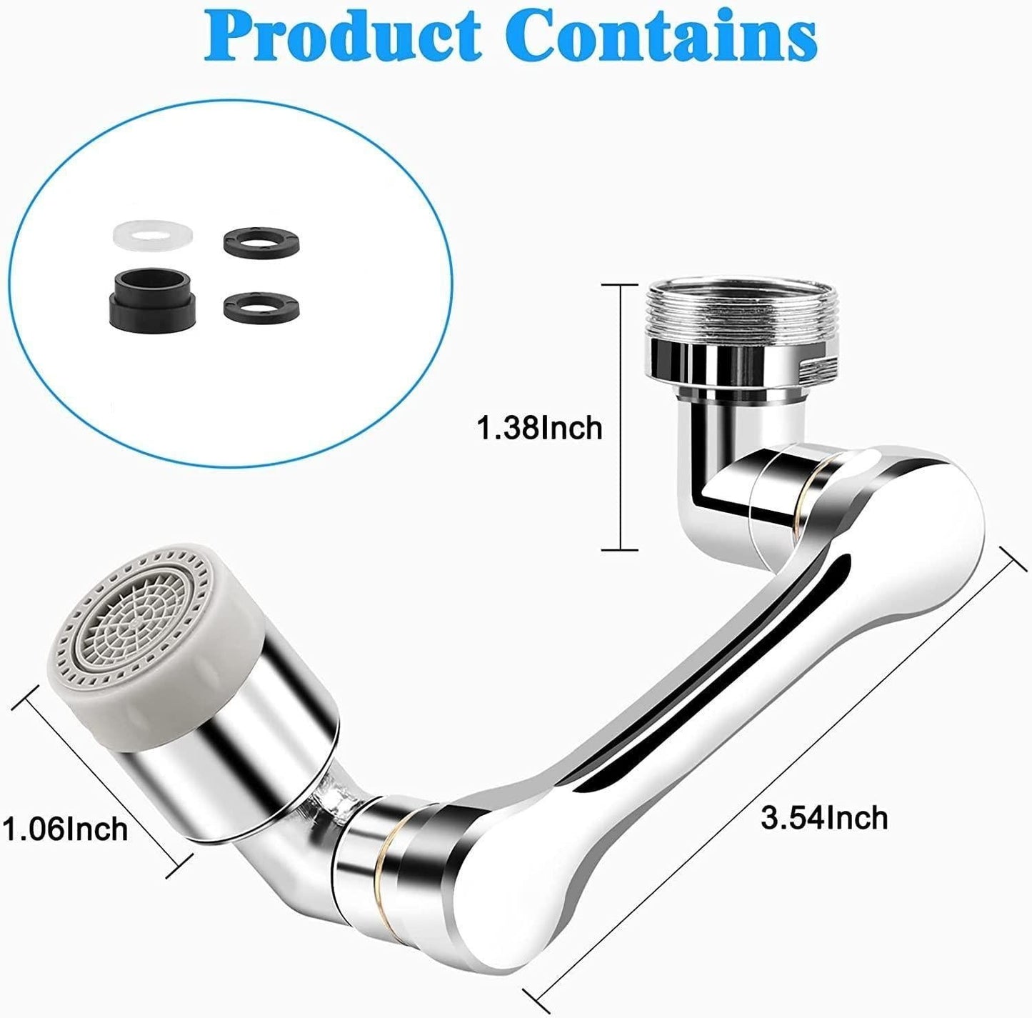 Rotating Faucet Extender Aerator, Universal Splash Filter Faucet, Large Angle Rotating Splash Filter Faucet Extender Aerator  with 2 Water Outlet Modes, Sink Sprayer (All Plastic) - noQMall