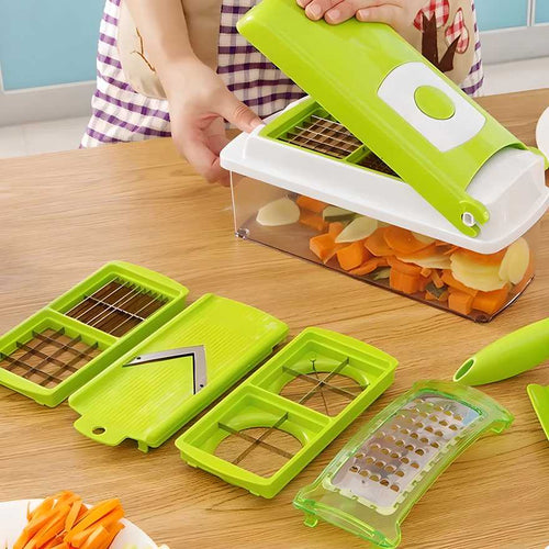 12-in-1 Nicer Dicer Chopper + Drain Basket for Efficient Kitchen Prep - noQMall
