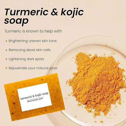 Natural Turmeric Kojic Acid Soap Bar – Pack of 2 for Radiant Skin