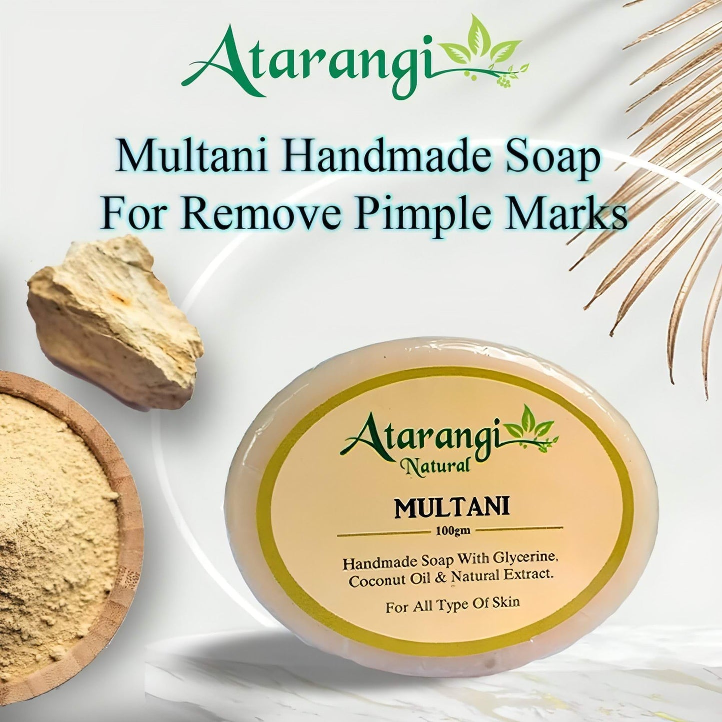 Multani Mitti Handmade Soap With Multani Mitti For Remove Pimple Marks (Pack Of 4) - noQMall