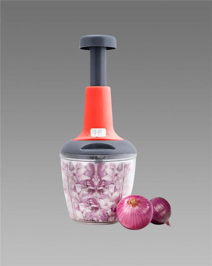 Manual Speedy Hand Press Food Chopper for Vegetables, Fruits, Nuts and More-Egg Whisk-Perfect Chopping with Easy Push and Close Button 1100 ml