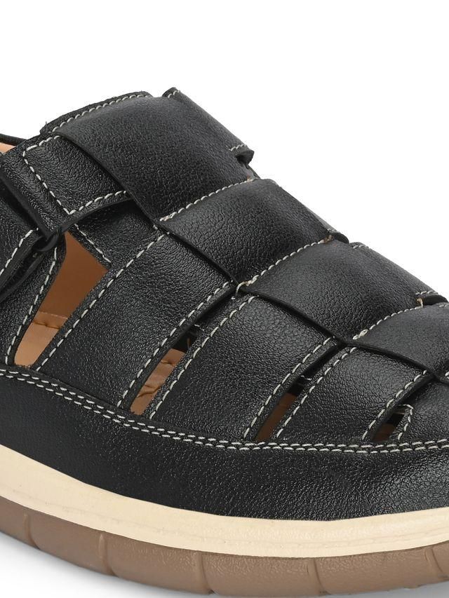 Mens Luxury Delight Black Leather Sandals - noQMall