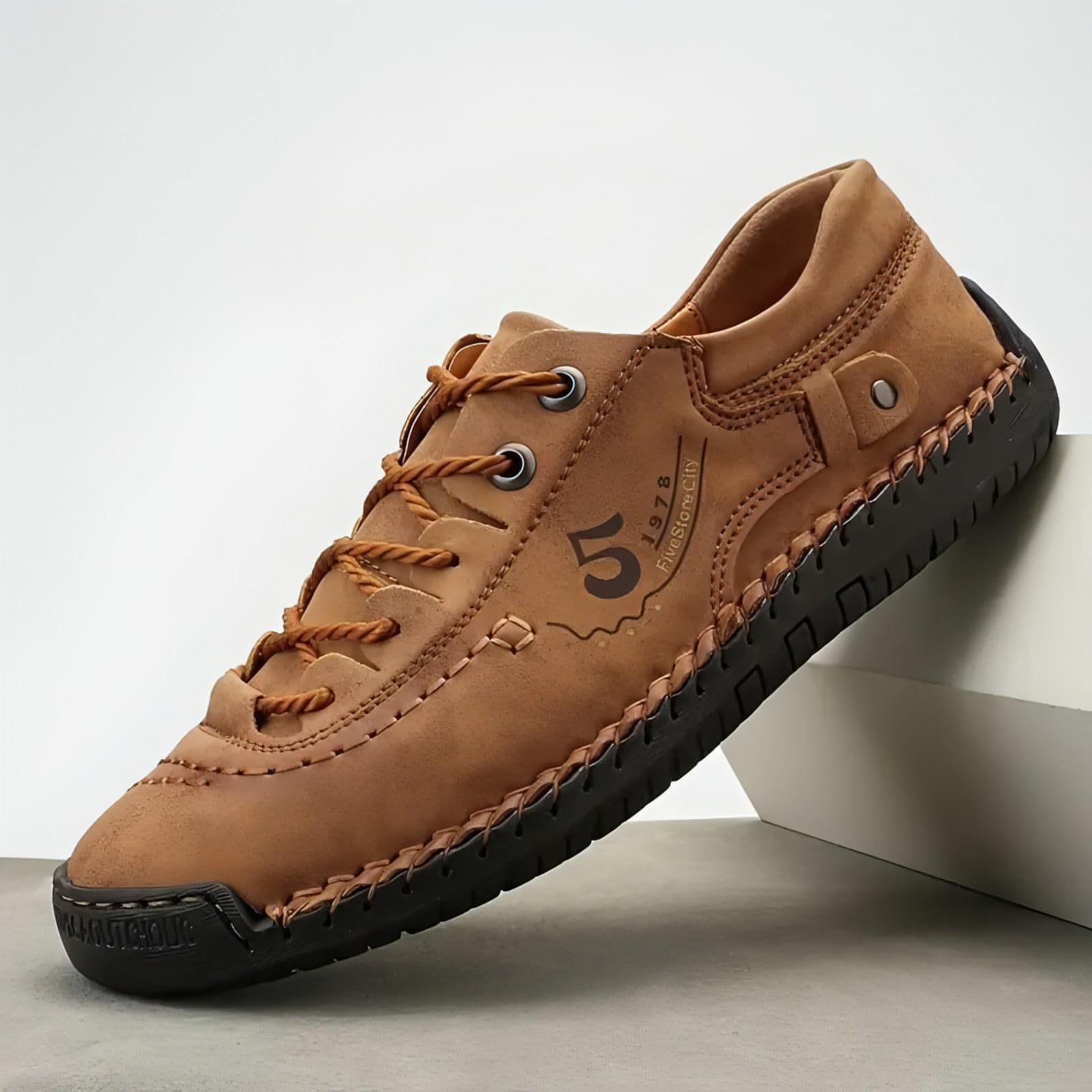 Men's Casual Leather Tan Shoes Lightweight - noQMall