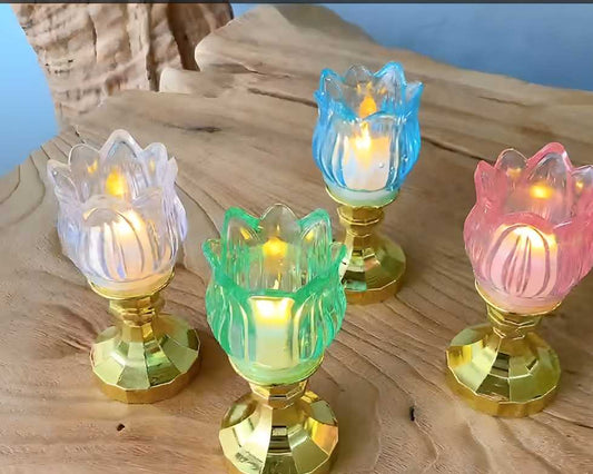 Lotus LED Tealight Oil Lamp Diya for Positive Energy & Décor