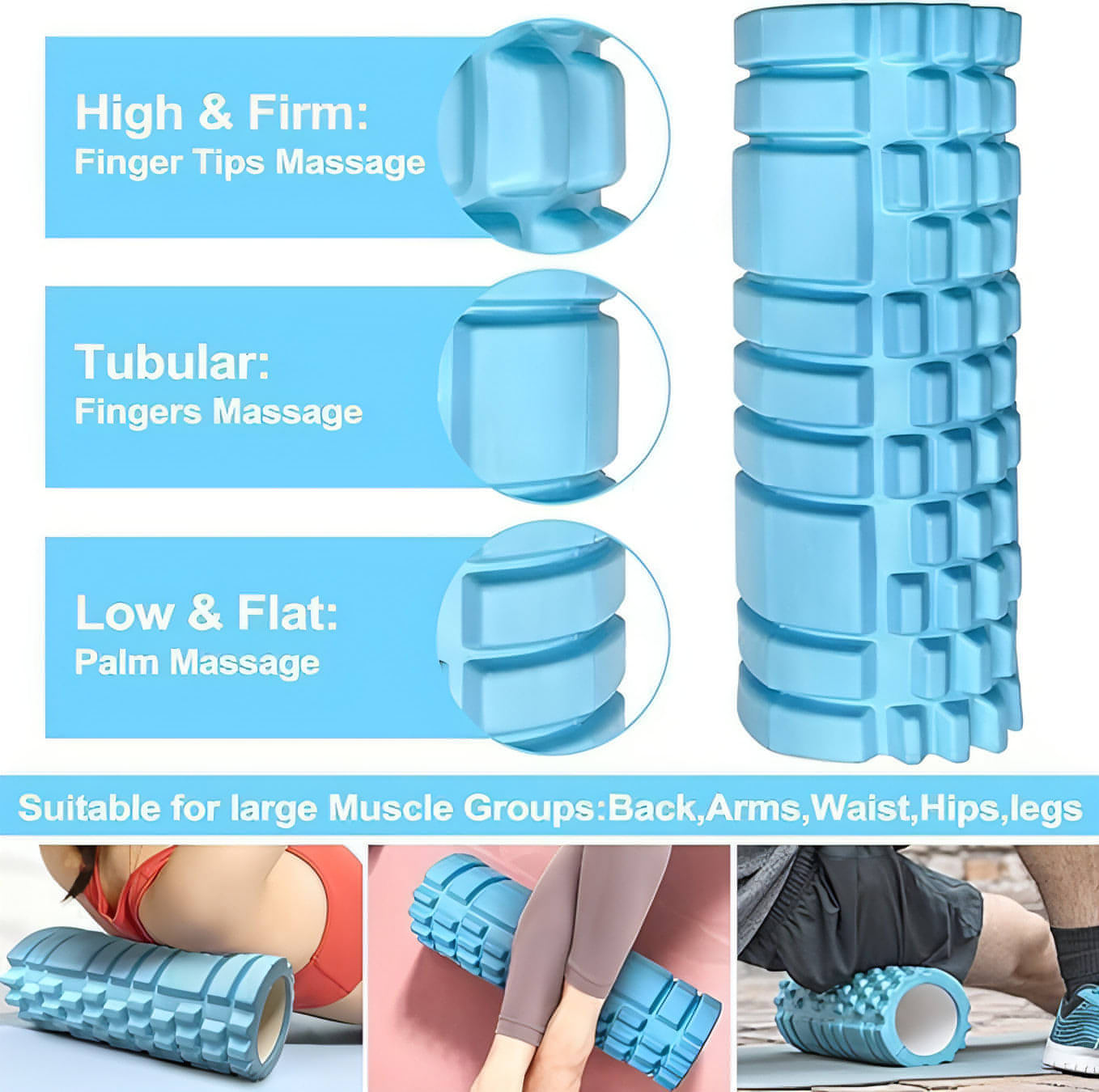 Foam Roller for Back Pain, Deep Tissue Massage & Body Pain Foam Roller for Exercise - noQMall