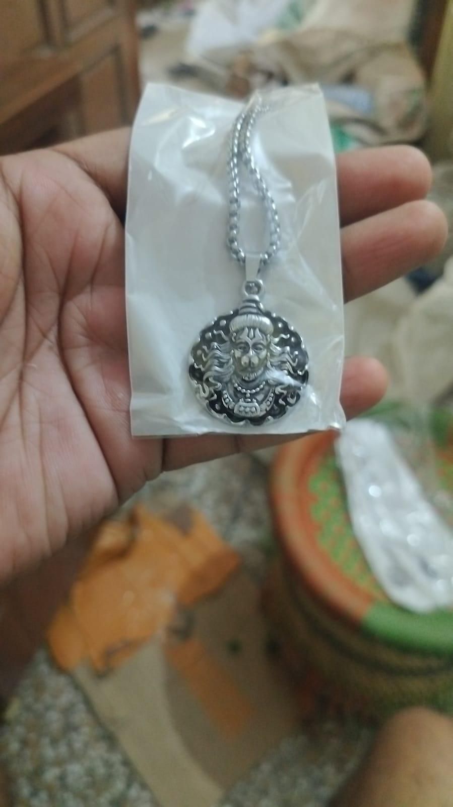 Hanuman Ji Pendant Oxodaised Silver Chain - noQMall