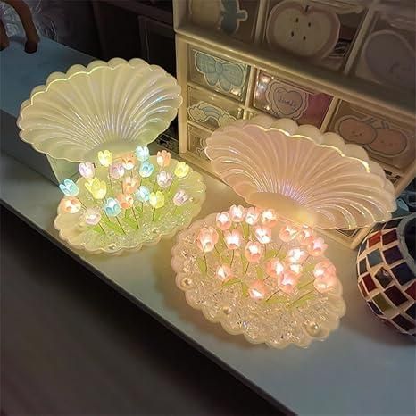 Tulip Night Light Flower Lamp - Soothing Shell Light Decor