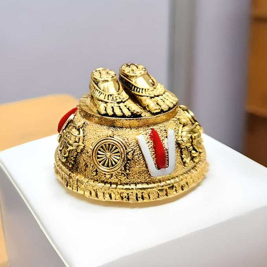 Gold Plated Antique Lord Balaji Charan Paduka | Divine Home Decor & Gift - noQMall