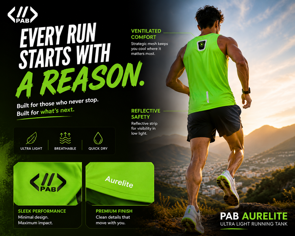 PAB Aurelite Ultra Light Running Tank | Unisex | Breathable Quick Dry Gym Vest