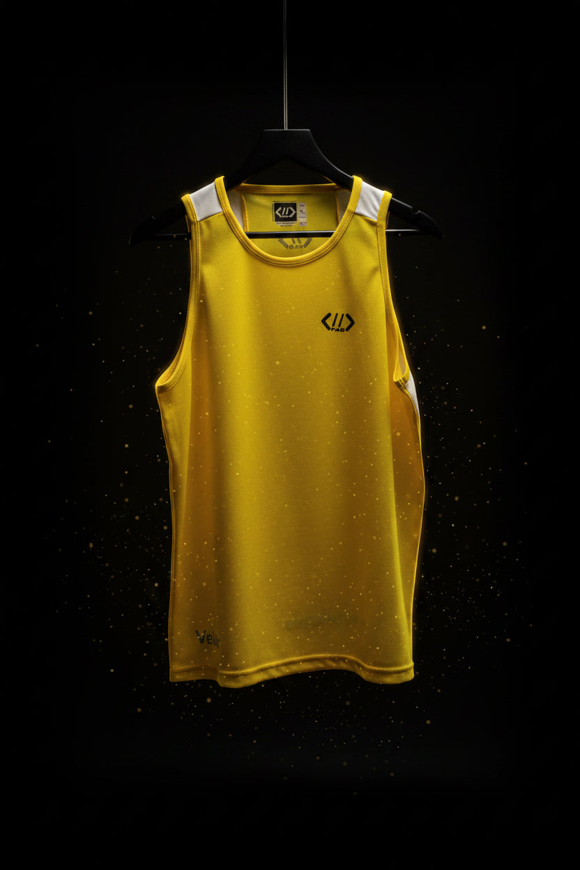 PAB Dry Fit Tank Top Yellow | Lightweight Breathable Unisex Gym Running Vest - noQMall