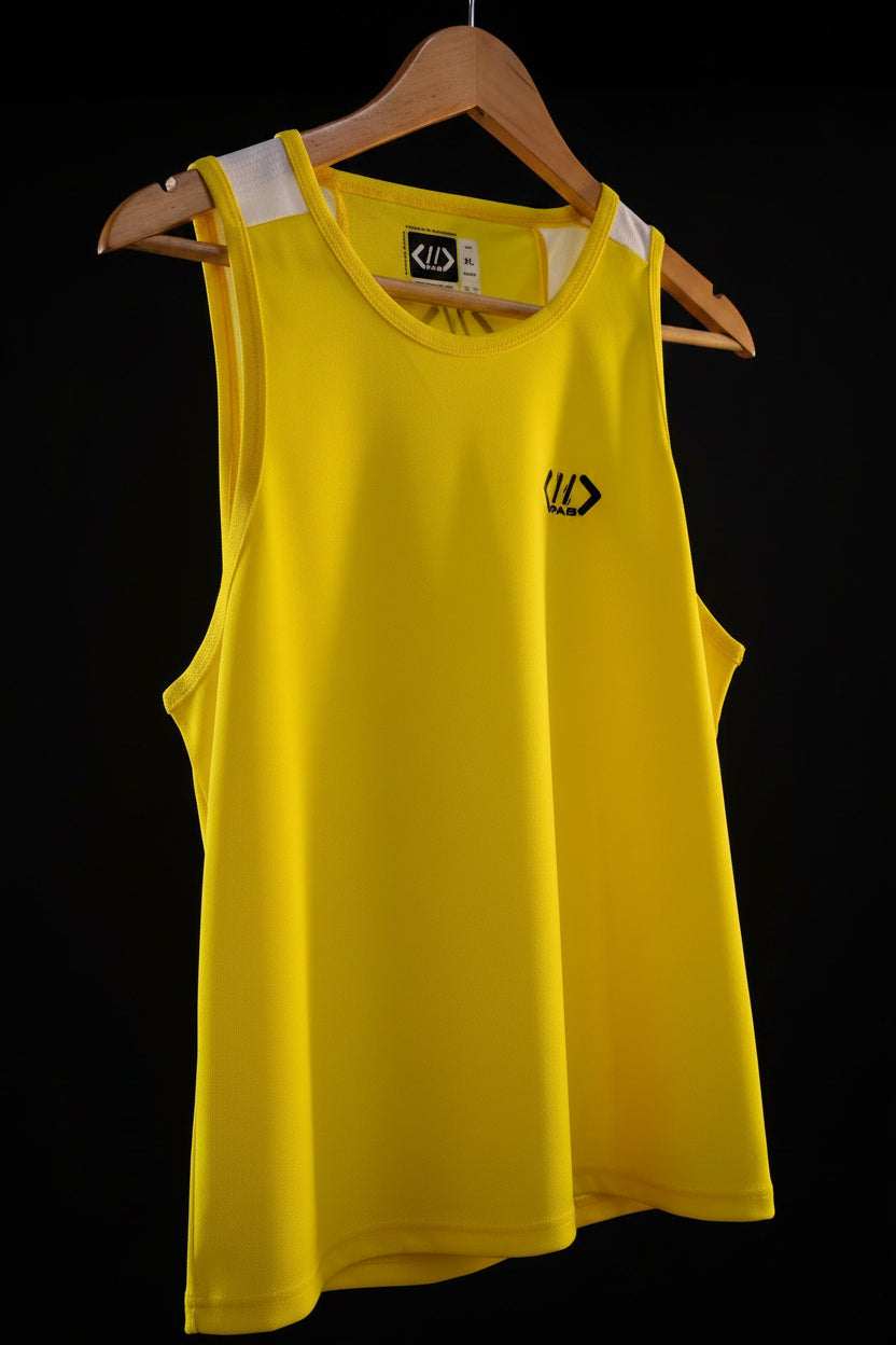 PAB Dry Fit Tank Top Yellow | Lightweight Breathable Unisex Gym Running Vest - noQMall