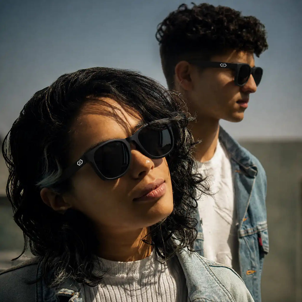 NoQMall PAB Re:Vision Wayfarers sunglasses with polarized lenses, UV protection, and sustainable design, shown in a stylish pair.